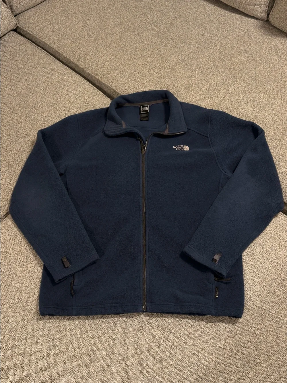 The North Face Fleece Jacket Mens Large Navy Blue Full Zip Outdoor Hiking